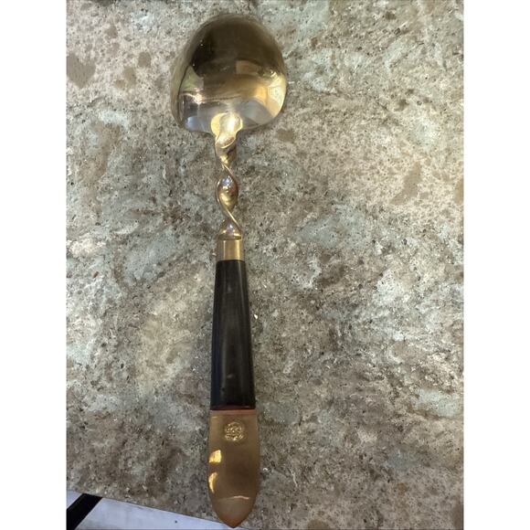 Vintage 1950’s Siam Thailand Mid Century Bronze And Wood Serving Fork & Spoon - Picture 4 of 7